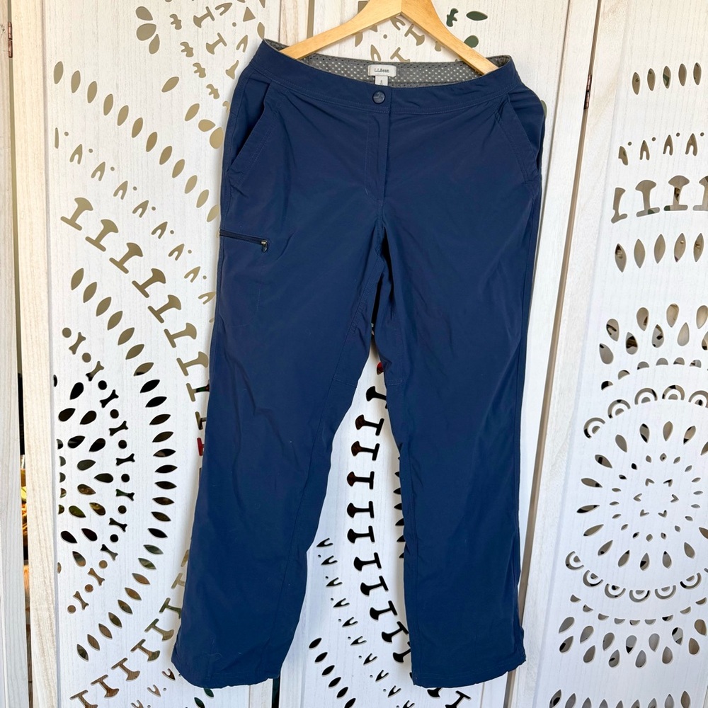 L.L. Bean Outdoor Trail Pants Navy Size 8 Reg | Elastic Waist Tabs Zip Pockets W